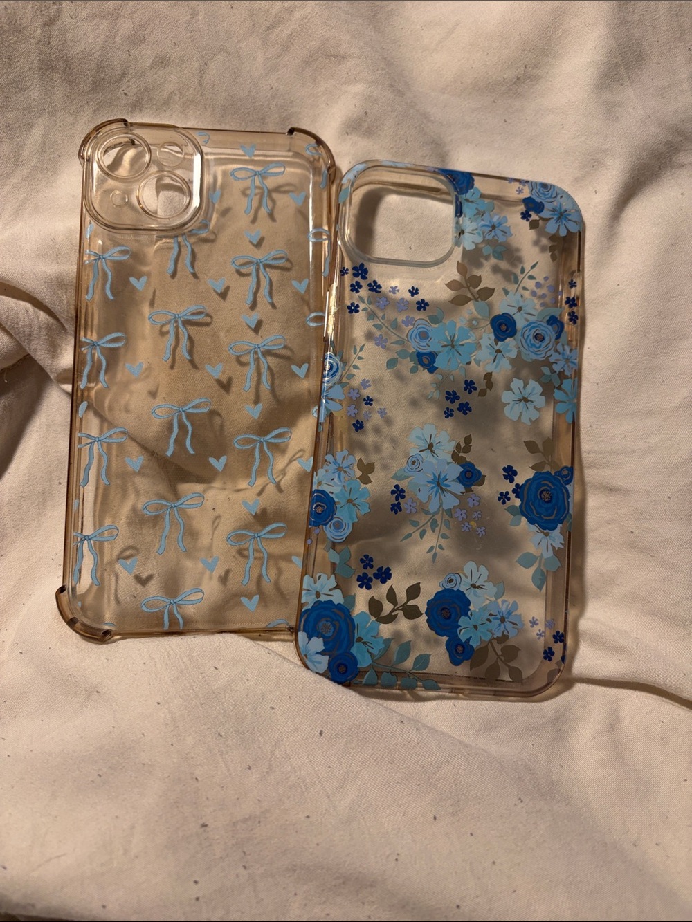 SHEIN Blue Floral & Bow Clear TPU iPhone Case Duo